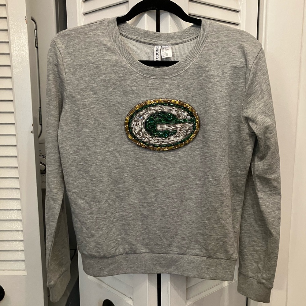 Novelty Beaded Green Bay Packers Sweatshirt